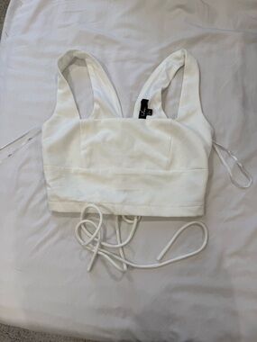 Lulu's White Cropped Lace-Up Tank Top